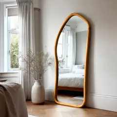 SANTU HOME & DECO - Espejo Irregular Cuerpo Entero Madera Color Roble 180x80cm