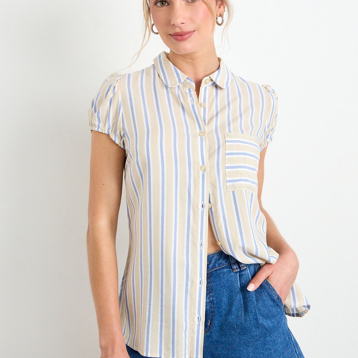 IO - Blusa Fantasia Mujer Beige Io