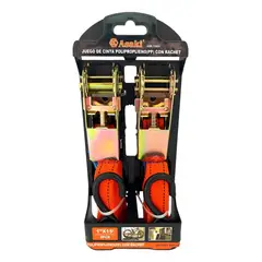 GENERICO - Set / Juego 2pcs Eslinga Cinta De Amarre Con Ratchet 4.5 m