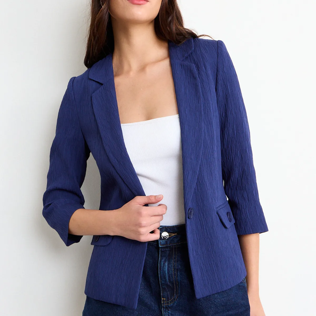 IO - Blazer Liso Mujer Azul Io