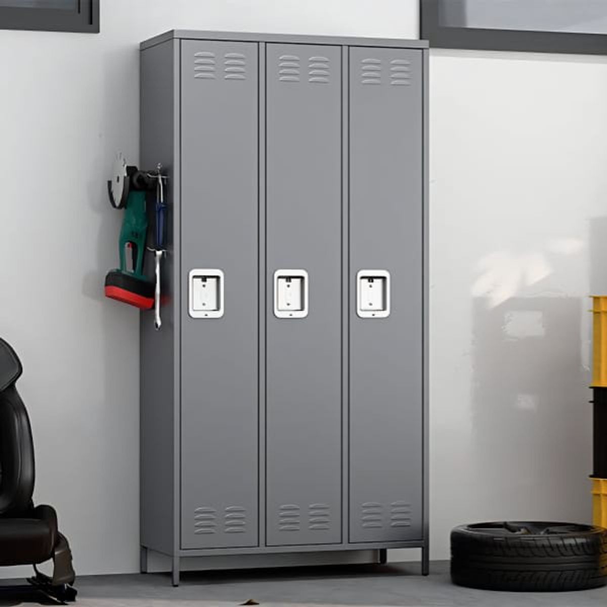 GENERICO - Locker Casillero Metalico 3 Cuerpos 3 Puertas 40x90x183cm