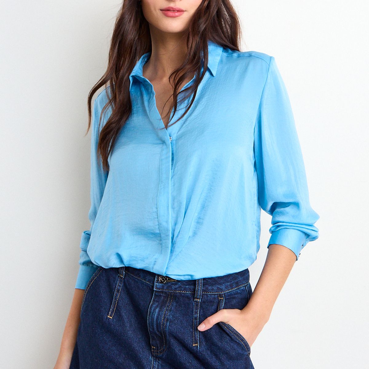 IO - Blusa Lisa Mujer Celeste Io