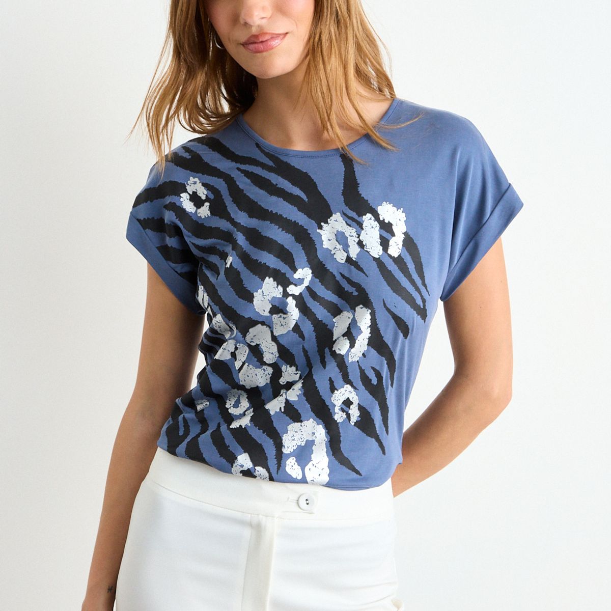 IO - Polera Estampada Mujer Azul Io