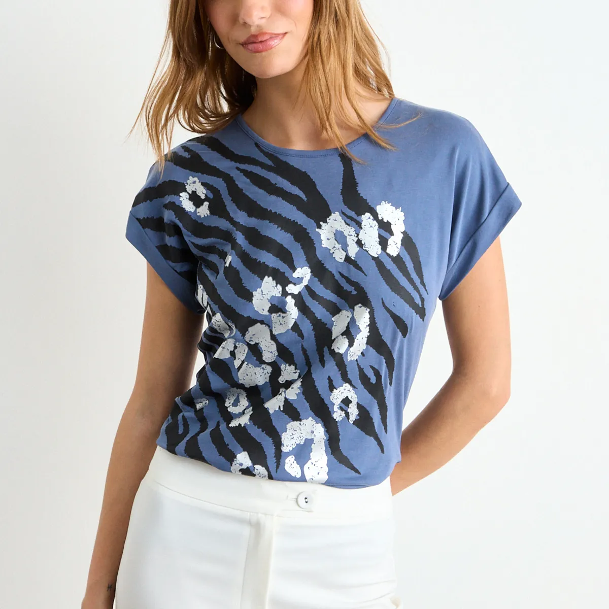 IO - Polera Estampada Mujer Azul Io