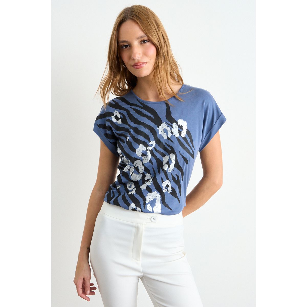 IO - Polera Estampada Mujer Azul Io