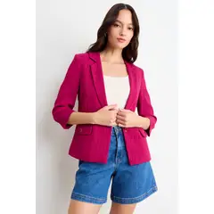 IO - Blazer Liso Mujer Burdeos