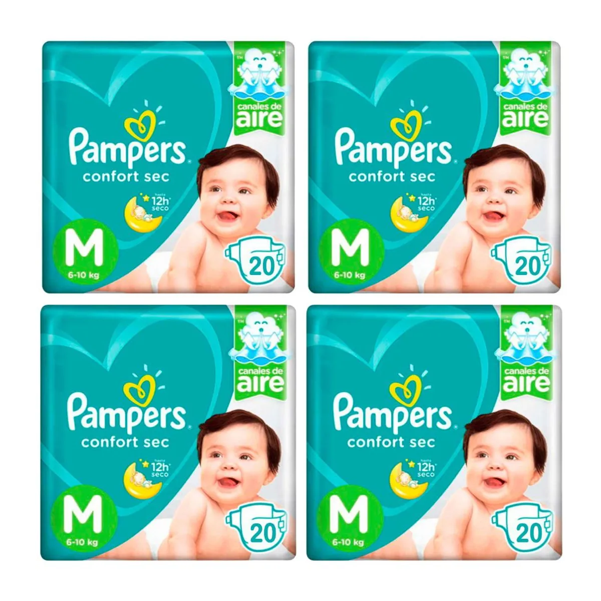 PAMPERS - Pañal Pampers Confort Sec X4 M 20 (80 Pañales)