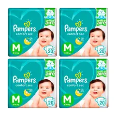 PAMPERS - Pañal Confort Sec X4 M 20 (80 Pañales)