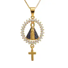 JOYAS LANDEROS - Collar Virgen Circones enchapado en oro de 18k