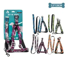 GENERICO - Set de arnés y correa camuflaje 25cm120cm Color Naranja