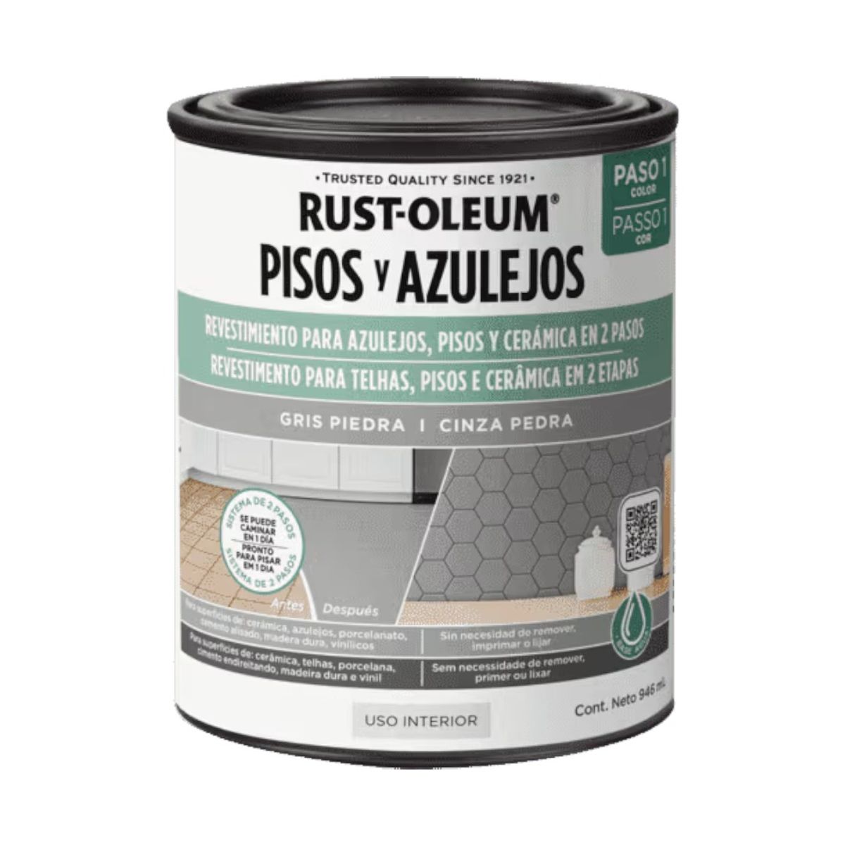 RUST OLEUM - Pintura Pisos y Azulejos Gris Piedra 946ml