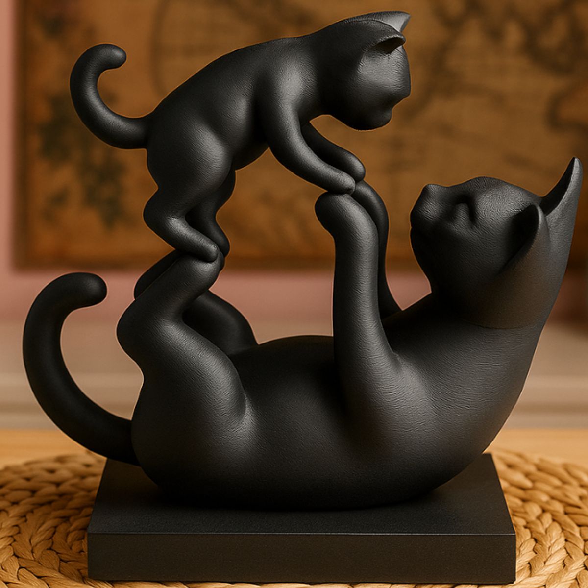 GENERICO - Figura Decoración- Escultura Gatos Juguetones