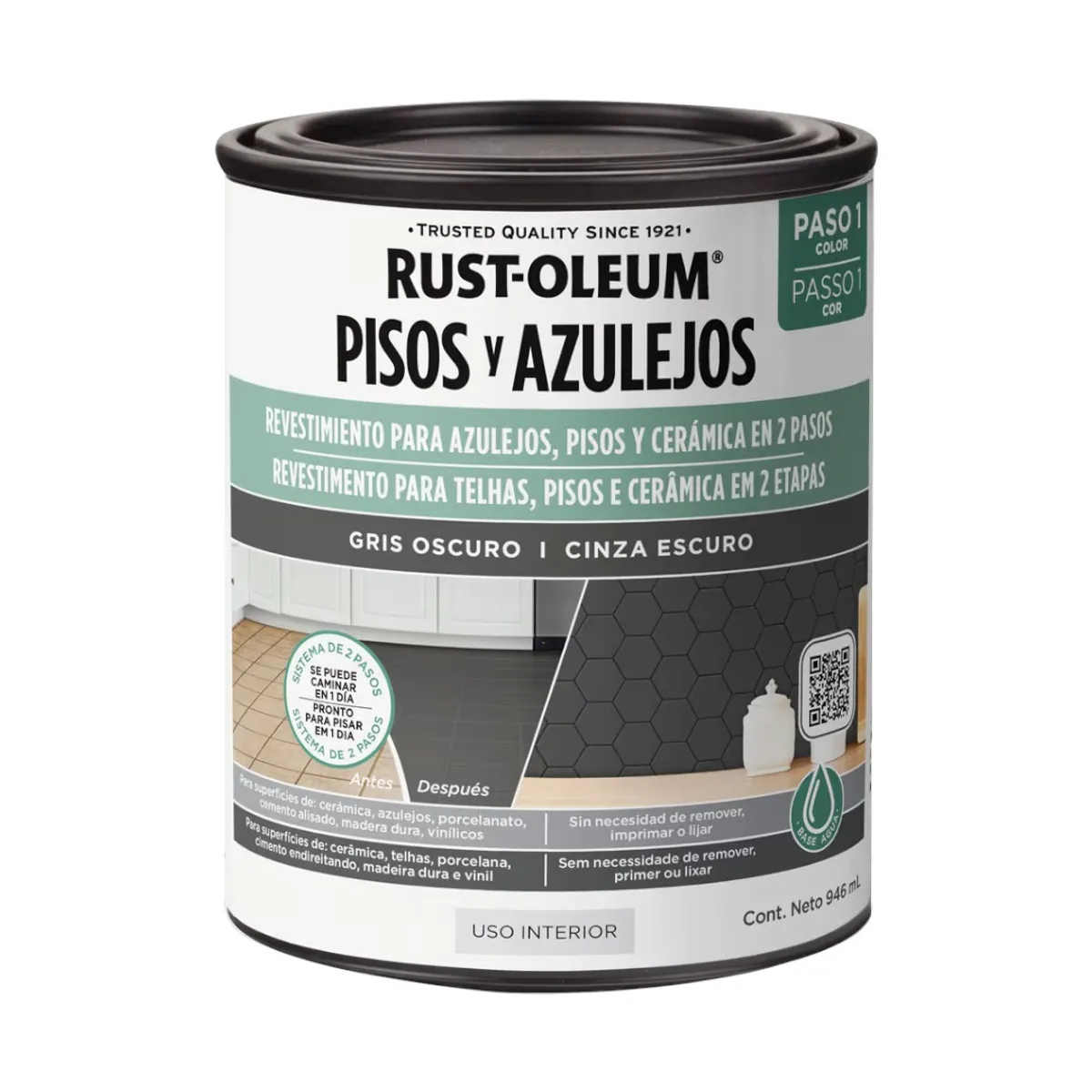 RUST OLEUM - Pintura Pisos y Azulejos Gris Oscuro 946ml