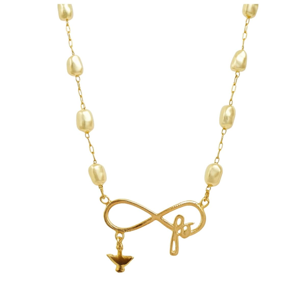 JOYAS LANDEROS - Collar Infinito Perlas Fe enchapado en oro de 18k