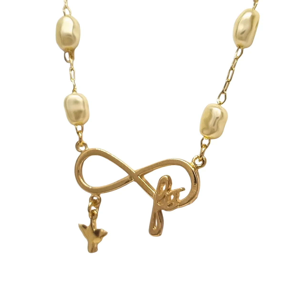 JOYAS LANDEROS - Collar Infinito Perlas Fe enchapado en oro de 18k
