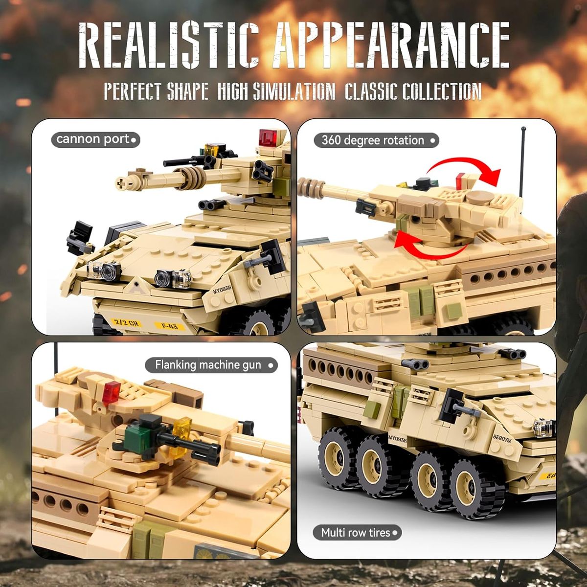 AZULAMAR - Juguete Bloques Militar Vehículo Todoterreno Regalo Vehículo Blindado Streaker