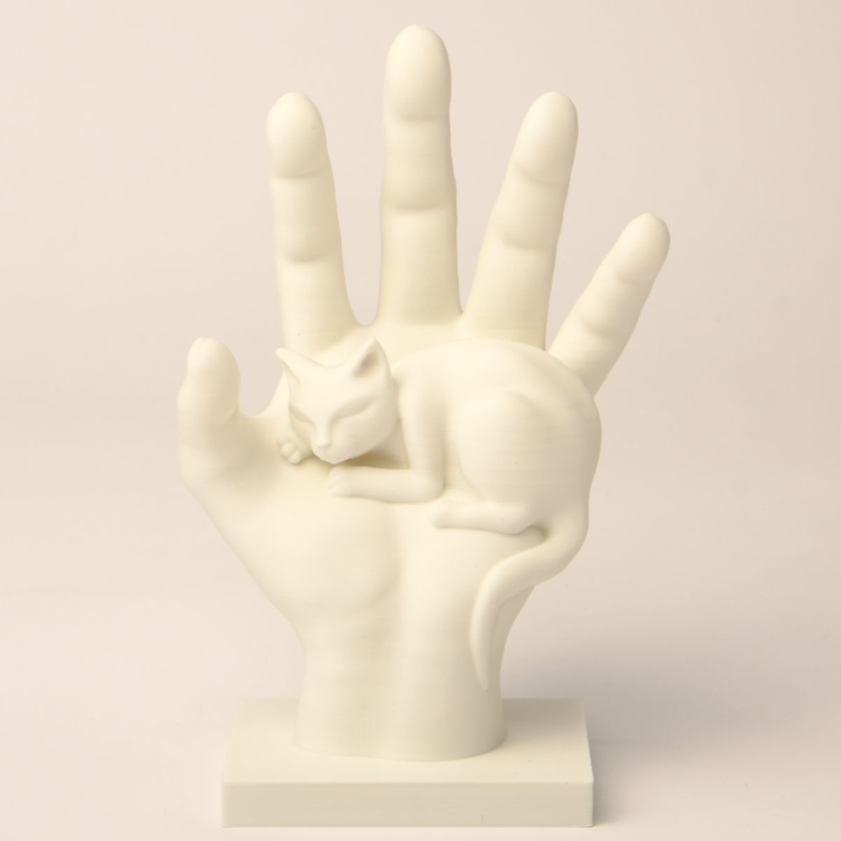 GENERICO - Figura Decoración- Escultura Gato Durmiendo en una Mano