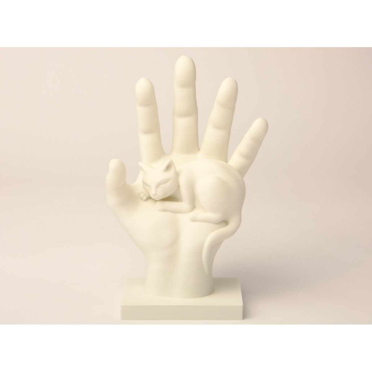 GENERICO - Figura Decoración- Escultura Gato Durmiendo en una Mano