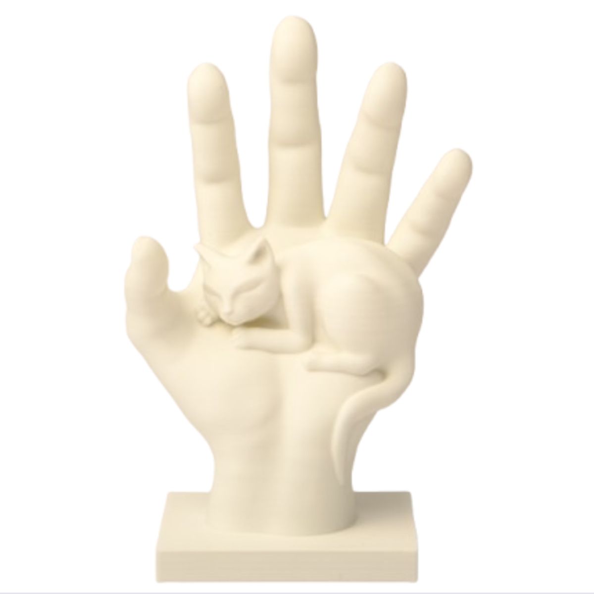GENERICO - Figura Decoración- Escultura Gato Durmiendo en una Mano
