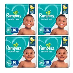 PAMPERS - Pañal Confort Sec X4 XXG 16 (64 Pañales)