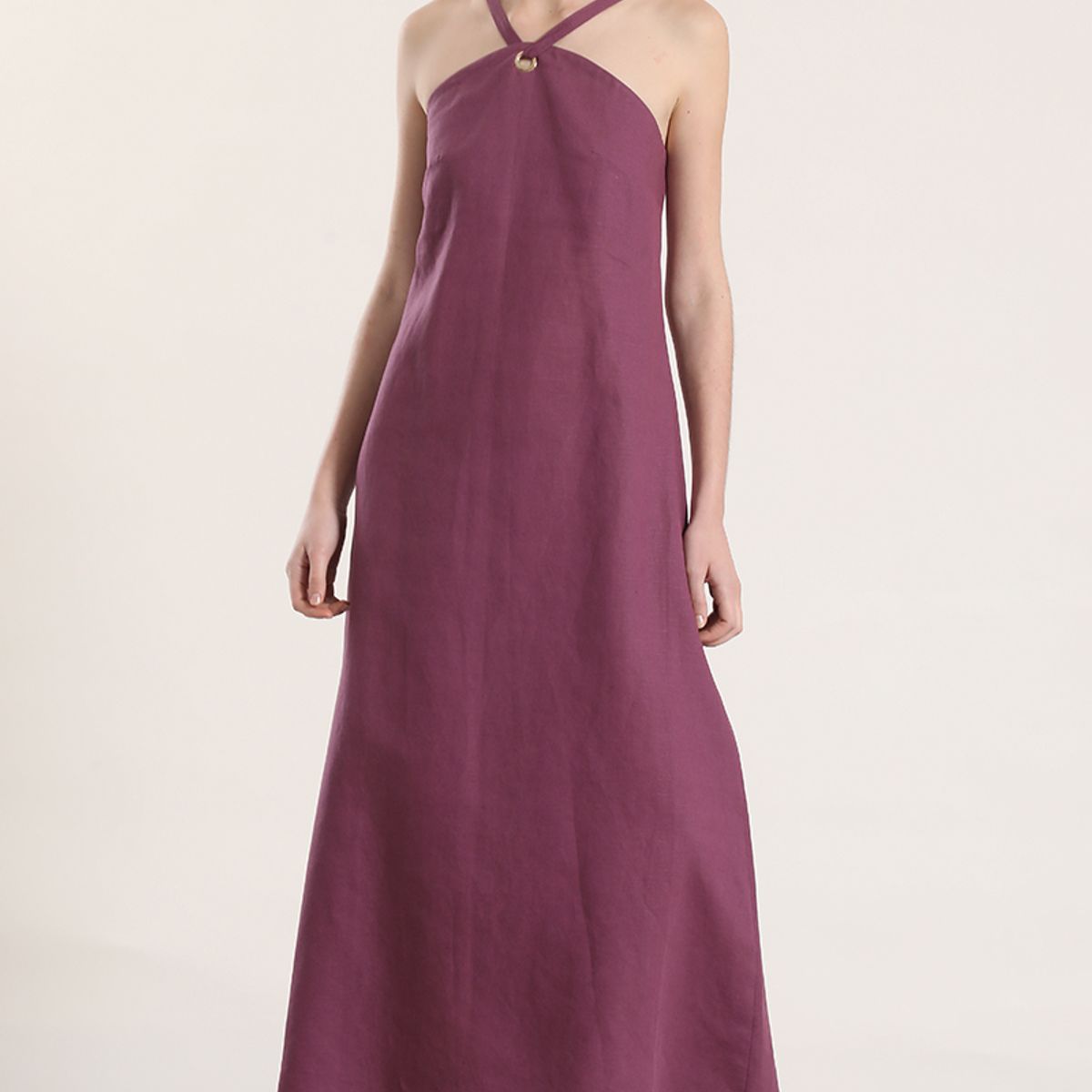 LIOLA - Vestido maxi lino Liola mujer vino