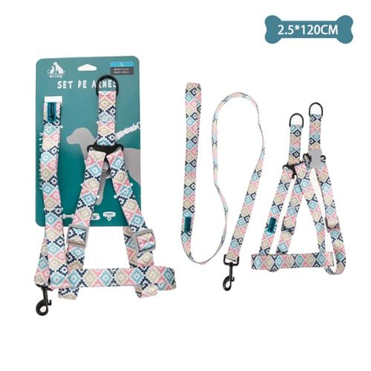 GENERICO - Set de arnés y correa 25cm120cm