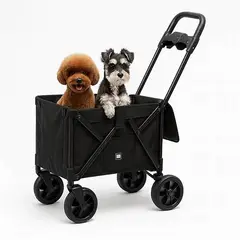 GENERICO - Coche De Transporte Para Mascotas Plegable Doble Apertura Negro