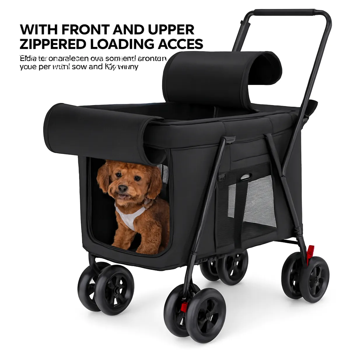 HOOPET - Coche De Transporte Para Mascotas Plegable Doble Apertura Negro