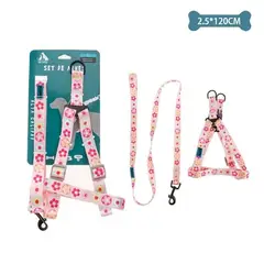 GENERICO - Set de arnés y correa con diseño de flores 25cm120cm