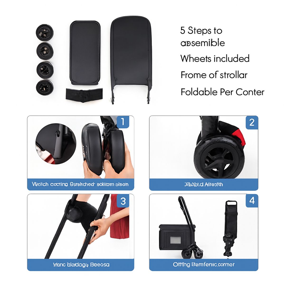 HOOPET - Coche De Transporte Para Mascotas Plegable Doble Apertura Azul