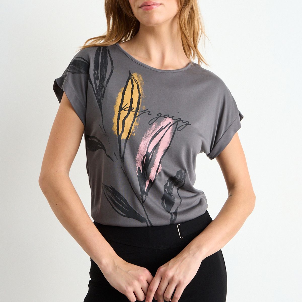 IO - Polera Estampada Mujer Gris Io