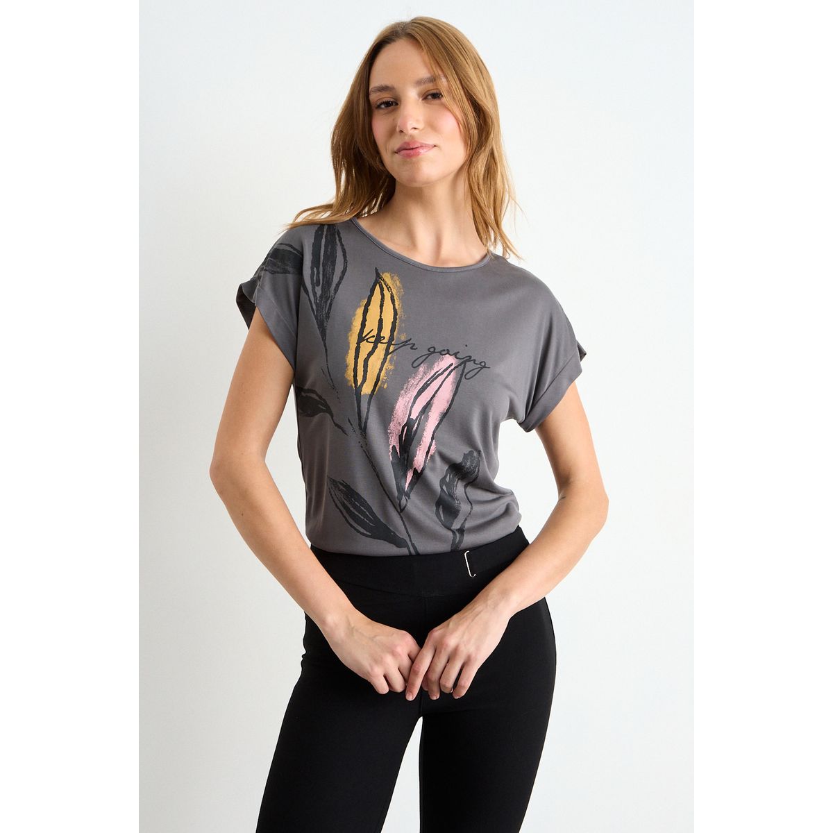 IO - Polera Estampada Mujer Gris Io