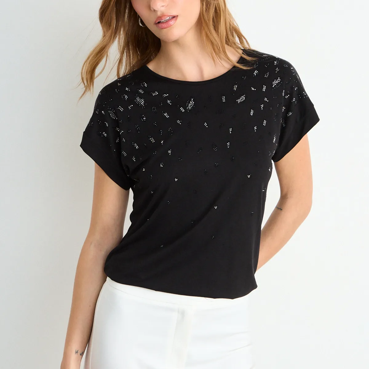 IO - Polera Estampada Mujer Negro Io