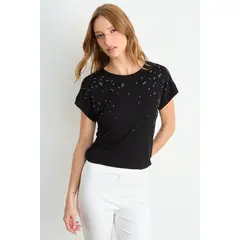 IO - Polera Estampada Mujer Negro