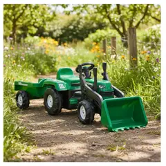 DOLU - Go Kart Tractor A Pedales Con Remolque Y Retroexcavador