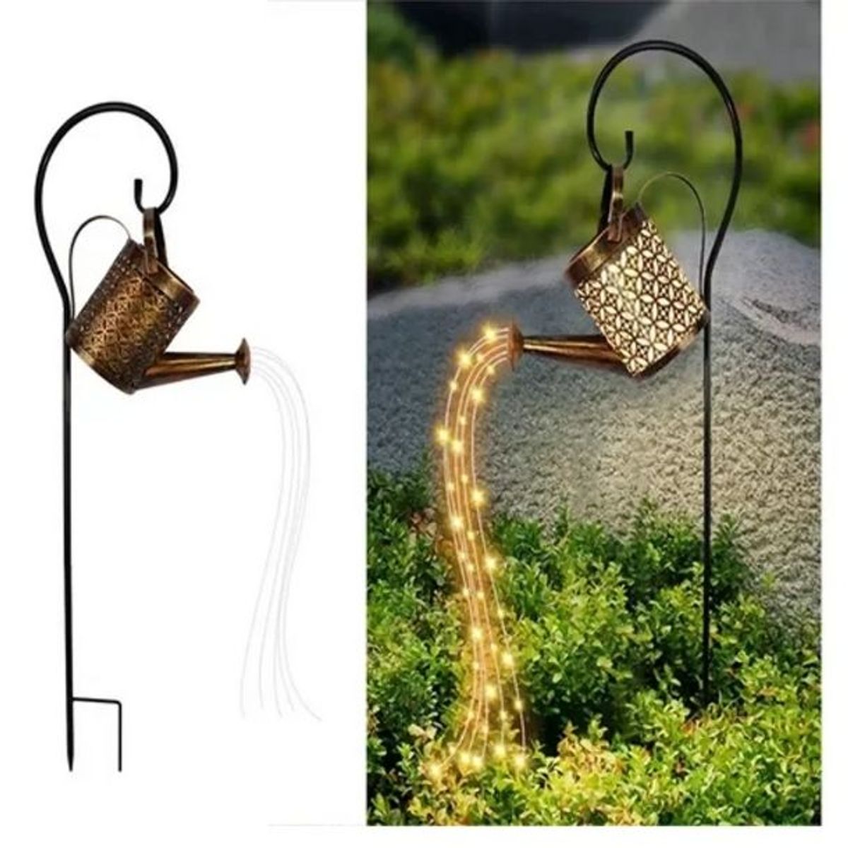 GENERICO - Regadera Cobre Luz Solar Jardín Led Luz Calida