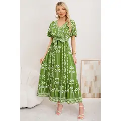 LIKE SHOP - Maxi Vestido Largo Mujer Cruzado Diseño Casual Eventos 3363