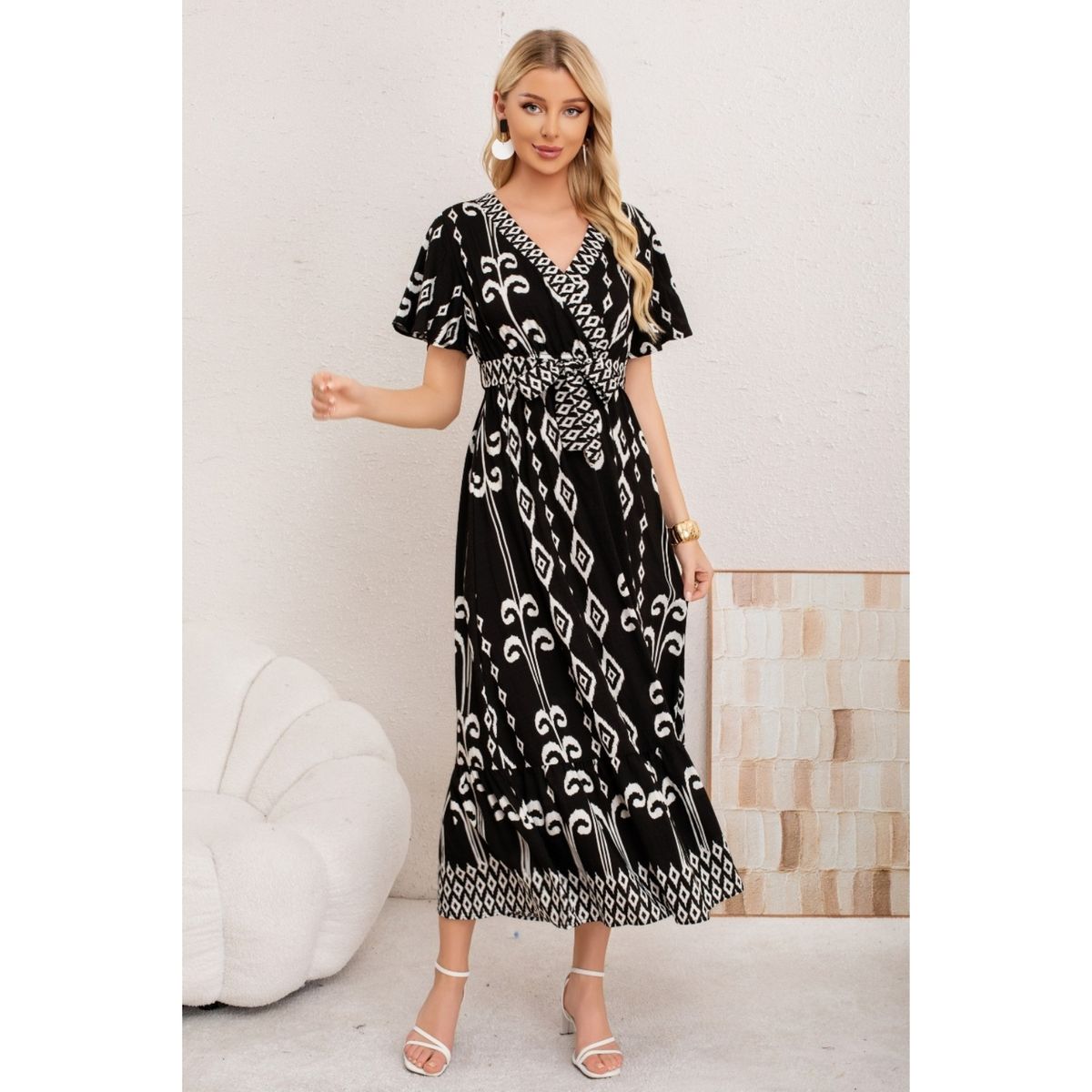 LIKE SHOP - Maxi Vestido Largo Mujer Cruzado Diseño Casual Eventos 3363