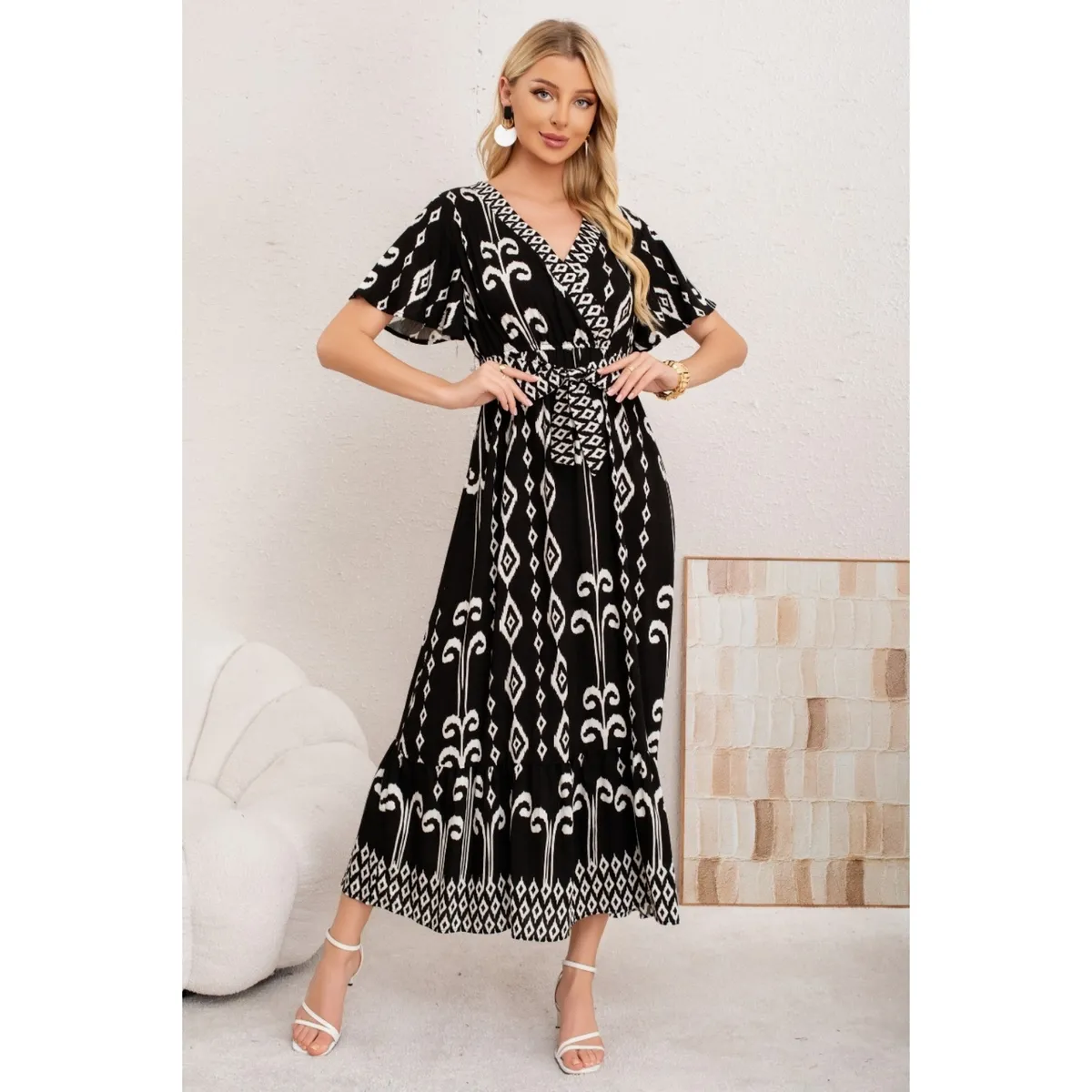 LIKE SHOP - Maxi Vestido Largo Mujer Cruzado Diseño Casual Eventos 3363