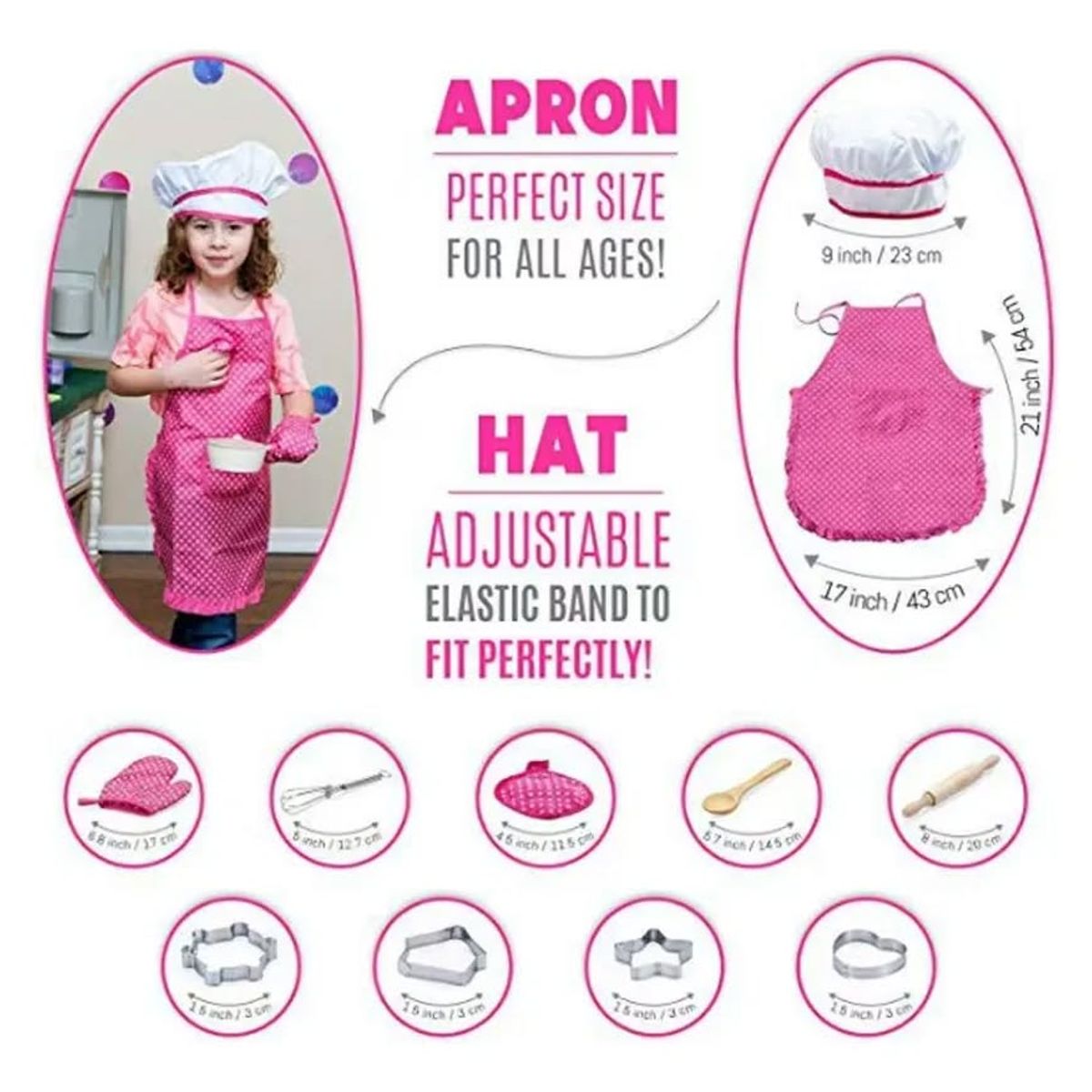 GENERICO - Set disfraz juego chef de cocina para niños 11unds