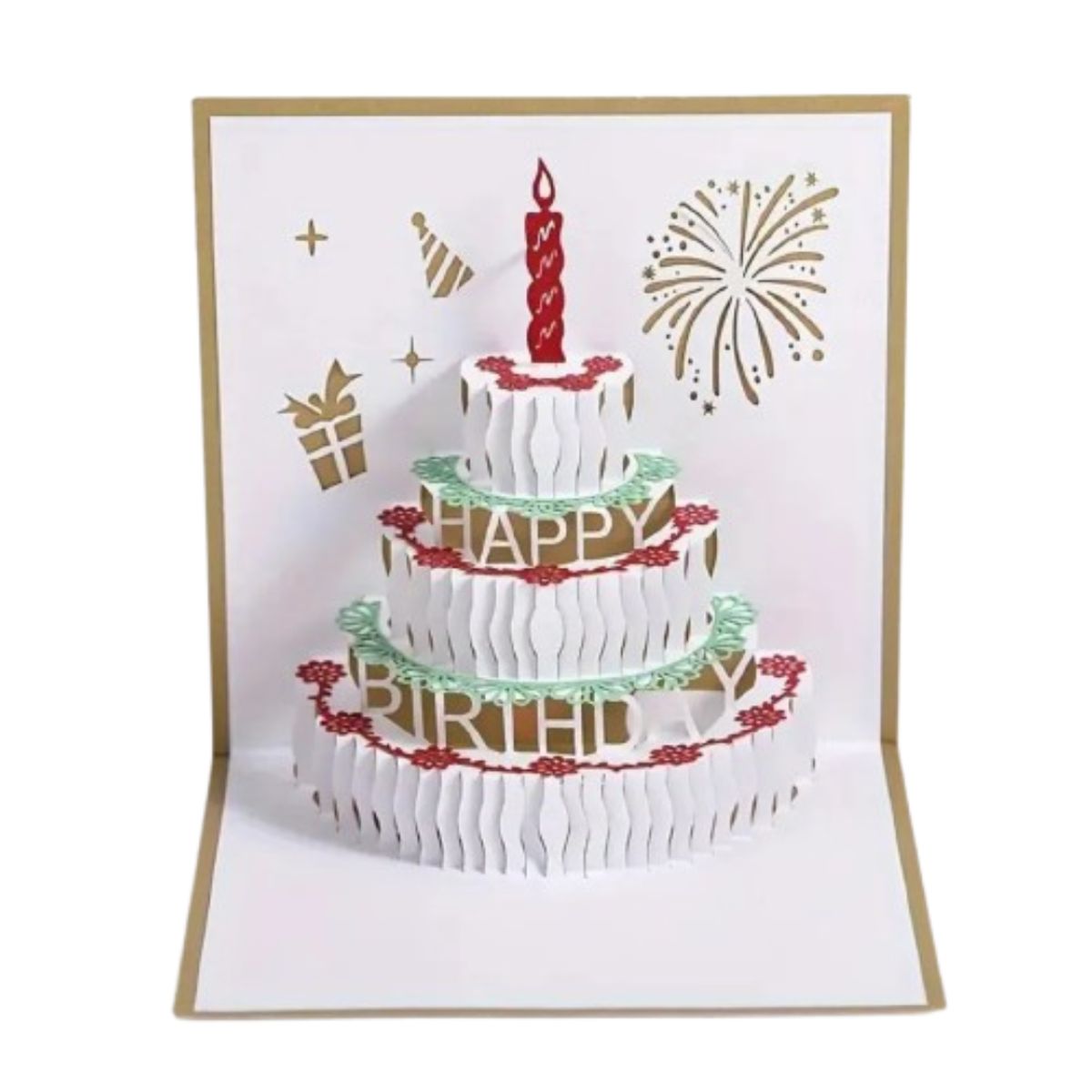 SUKEA - Tarjetas De Cumpleaños Musicales En 3d Felicitación Regalo Dorado