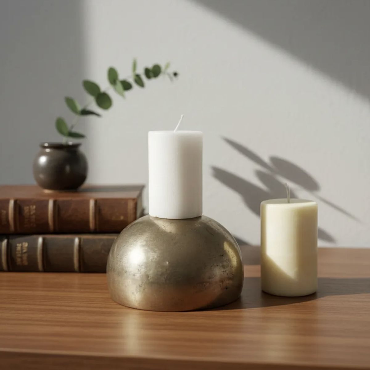 HAOKIDS - Velas de soja Pack 2 unidades lisas cilíndricas estilo Contemporáneo 8 cm color Marfil & Blanca