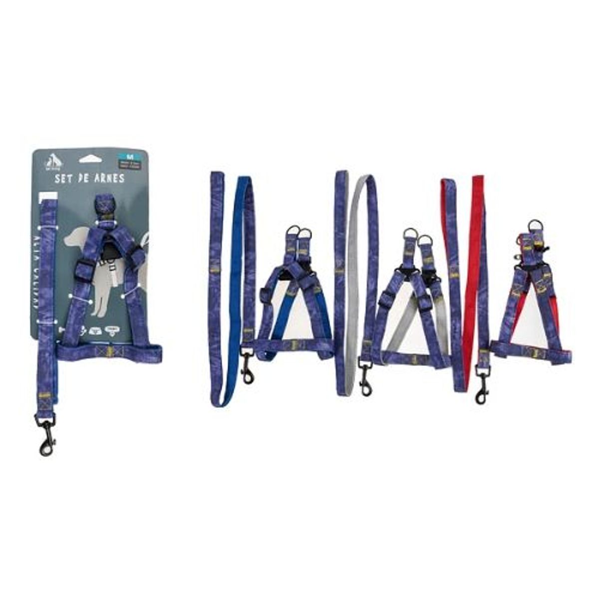 GENERICO - Set de arnés step in y correa denim de nylon 20cm color Blanco