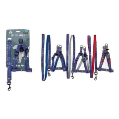 GENERICO - Set de arnés step in y correa denim de nylon 20cm color Blanco