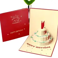 SUKEA - Tarjetas De Cumpleaños Musicales En 3d Felicitación Regalo Rojo