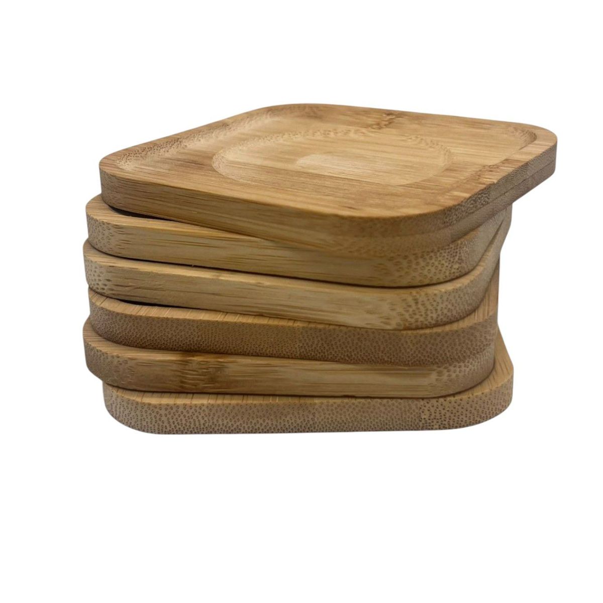 GENERICO - Set De 6 Posavasos Madera Diseño Clasico Pack 6 Posavaso