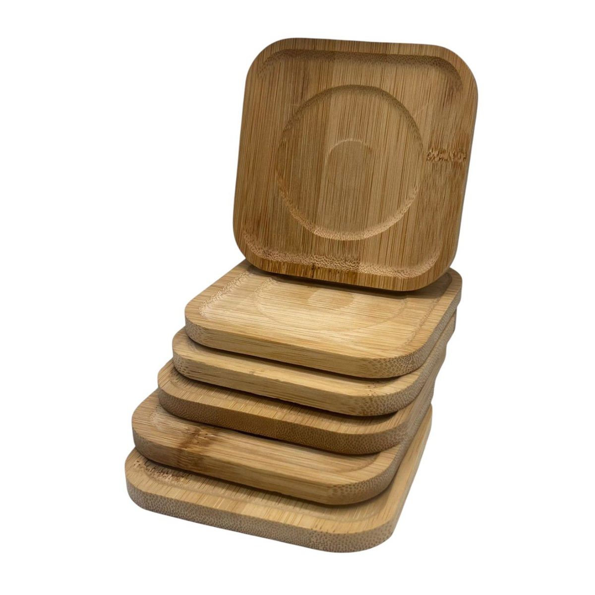 GENERICO - Set De 6 Posavasos Madera Diseño Clasico Pack 6 Posavaso