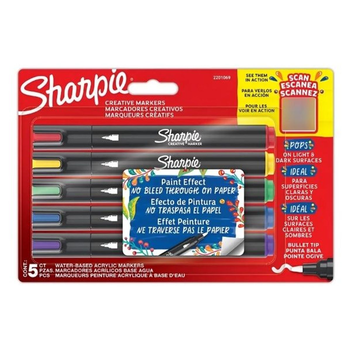 SHARPIE - Marcador Acrílico Sharpie Creative Punta Redonda X5 Colores