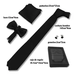 GENERICO - Set caja 5unds corbata pañuelo seda gemelos para hombre