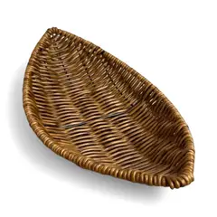 GENERICO - Cesta Panera Tejida Cesta De Pan Ovalada Forma Hoja 31x17cm